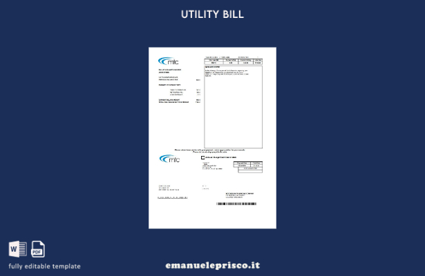 modello di bolletta delle utenze MTC USA Illinois stile verificato